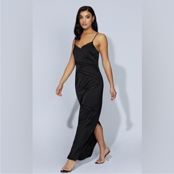 NWT MESHKI Prue Spliced Full Length Lace Dress-Black SIZE: XS - Picture 5 of 13